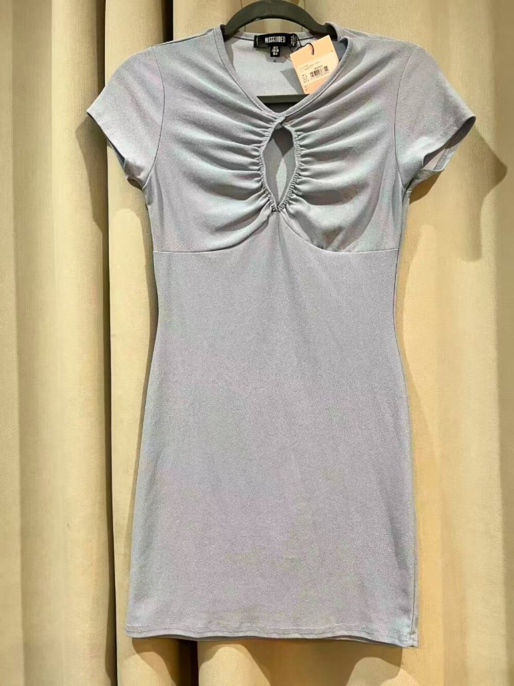 Missguided Powder Blue Keyhole Front Mini Dress US 4 NWT
